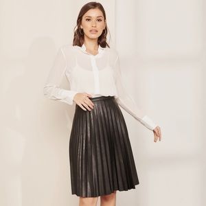 J. CREW pleated faux leather midi skirt in black